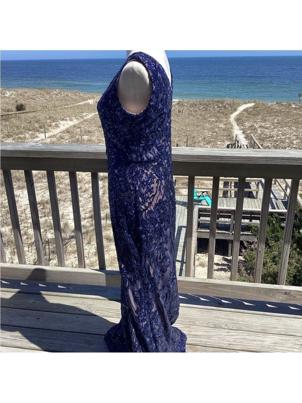 Alex Evenings Navy Sequin Maxi Dress - Picture 5 of 13